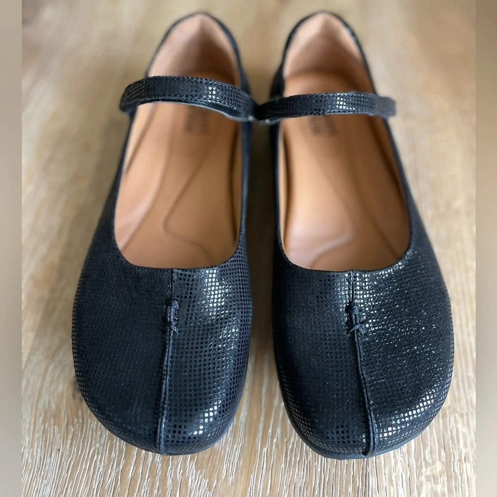 KALSO Earth SOLAR Mary Jane Black Leather Shimmer Size 9 Negative Heel - Picture 8 of 9